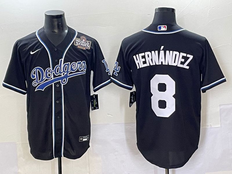 Men 2025 Los Angeles Dodgers #8 Hernandez Black Three generations Fashion Nike MLB Jersey style 7048->los angeles dodgers->MLB Jersey